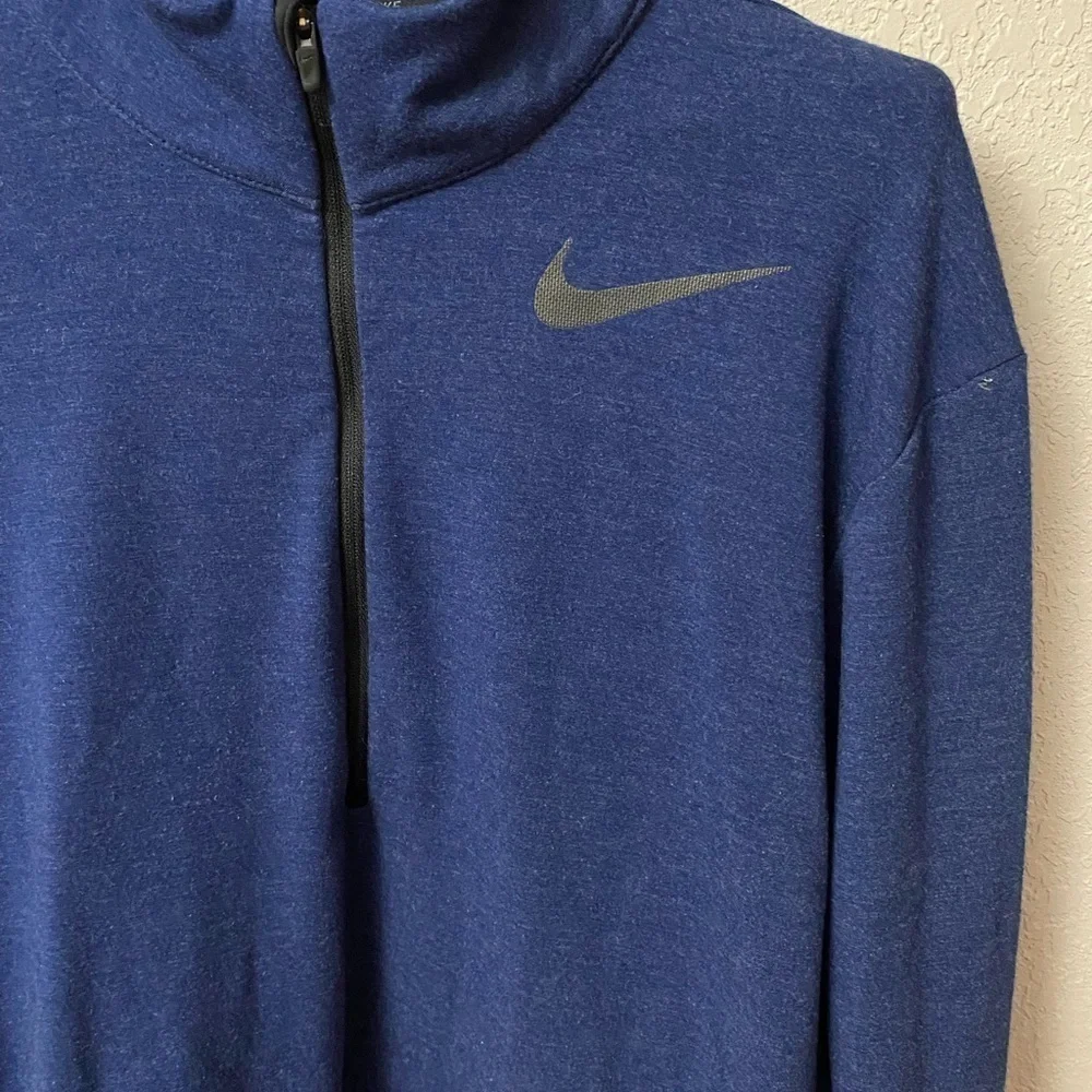NIKE Dri-Fit quarter zip navy long sleeve pop over collared jacket size Small